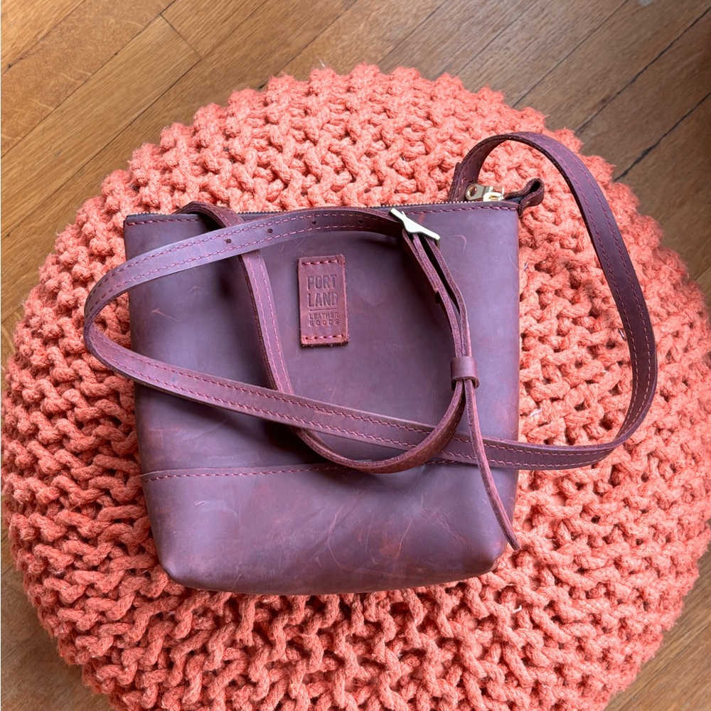 Portland Leather Purple Crossbody Bag Minimalist Design